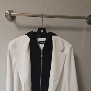 Karl Lagerfeld White Blazer with Black Hoodie